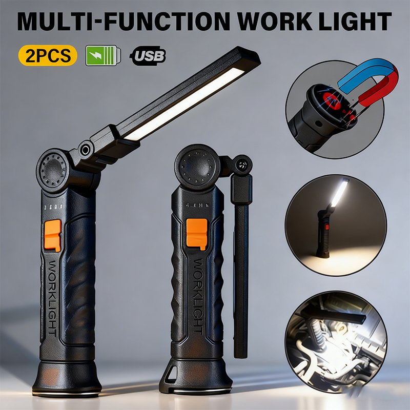 Outdoor Lighting Lumen - Portable COB LED Flashlight USB Rechargeable