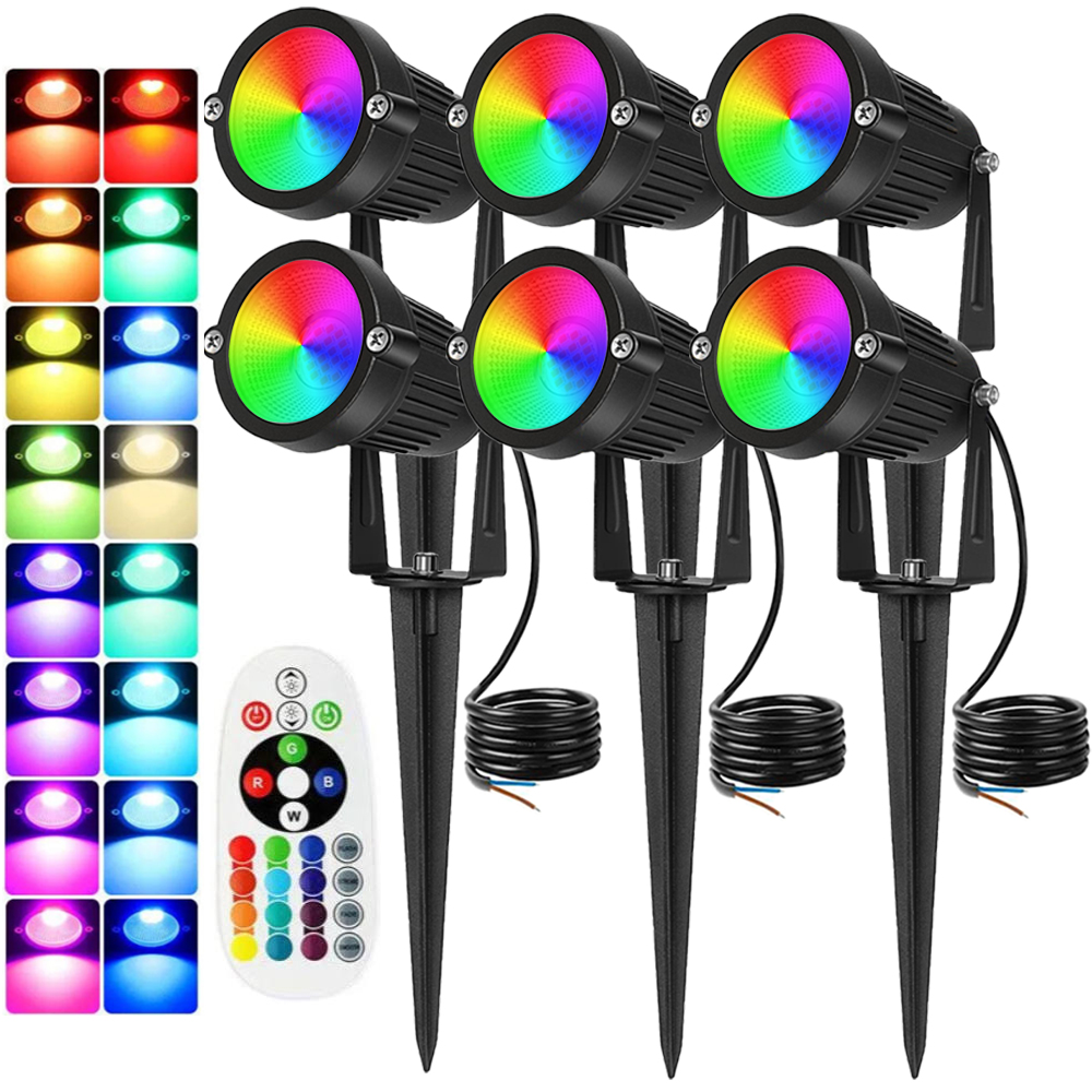 Outdoor Lighting Spotlight - RGBW Landscape Lighting 10W with Remote